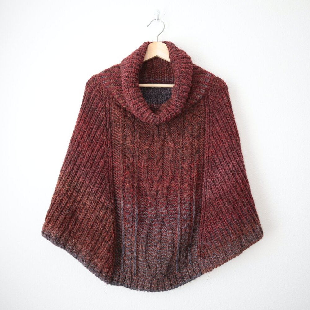 Cable Knit Poncho Made in Italy